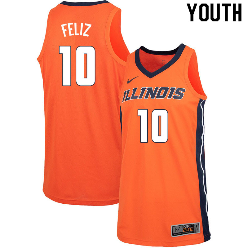 Youth #10 Andres Feliz Illinois Fighting Illini College Basketball Jerseys Sale-Orange